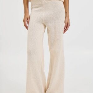 Chic Cream Women's Wide Leg Knit Pants